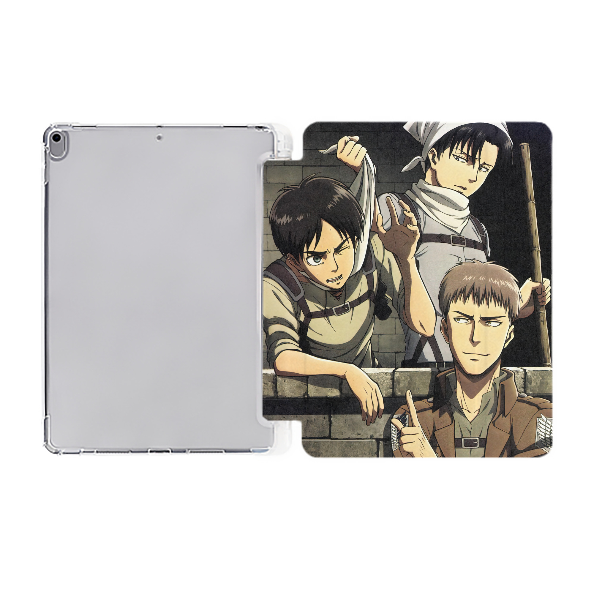 （画像用） 進撃の巨人 Attack on Titan IPad ケース ペン収納付き 三つ折りスタンド PUレザー×シリコン 対応機種9.5/10.5/10.9インチ